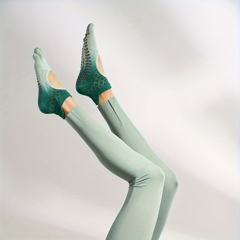 Pilates chaussettes à cinq orteils femmes-Yoga chaussettes basses antidérapantes en silicone