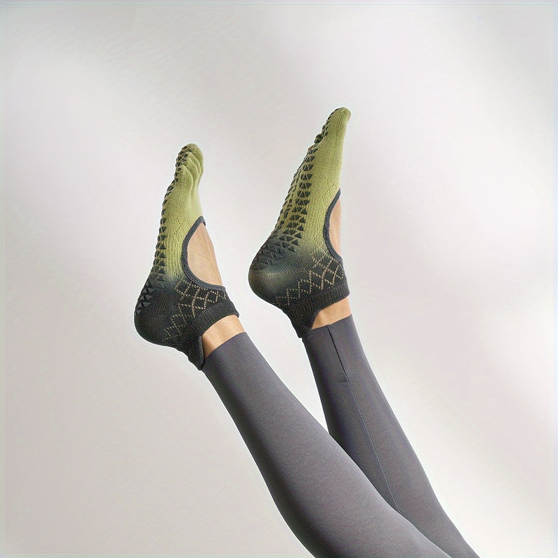 Pilates chaussettes à cinq orteils femmes-Yoga chaussettes basses antidérapantes en silicone