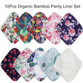 Lot de 10 serviettes hygiéniques réutilisables au charbon de Bambou-Serviettes menstruelles en coton + 1 sac de rangement
