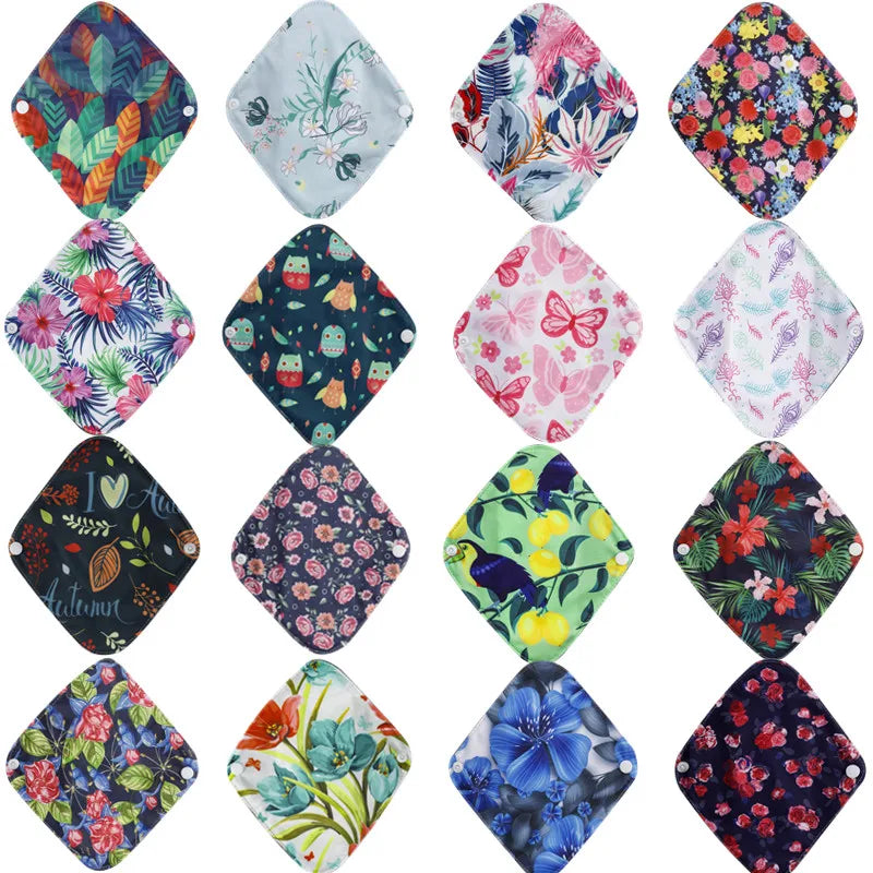 Lot de 10 serviettes hygiéniques réutilisables au charbon de Bambou-Serviettes menstruelles en coton + 1 sac de rangement