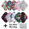Lot de 10 serviettes hygiéniques réutilisables au charbon de Bambou-Serviettes menstruelles en coton + 1 sac de rangement