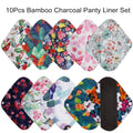 Lot de 10 serviettes hygiéniques réutilisables au charbon de Bambou-Serviettes menstruelles en coton + 1 sac de rangement
